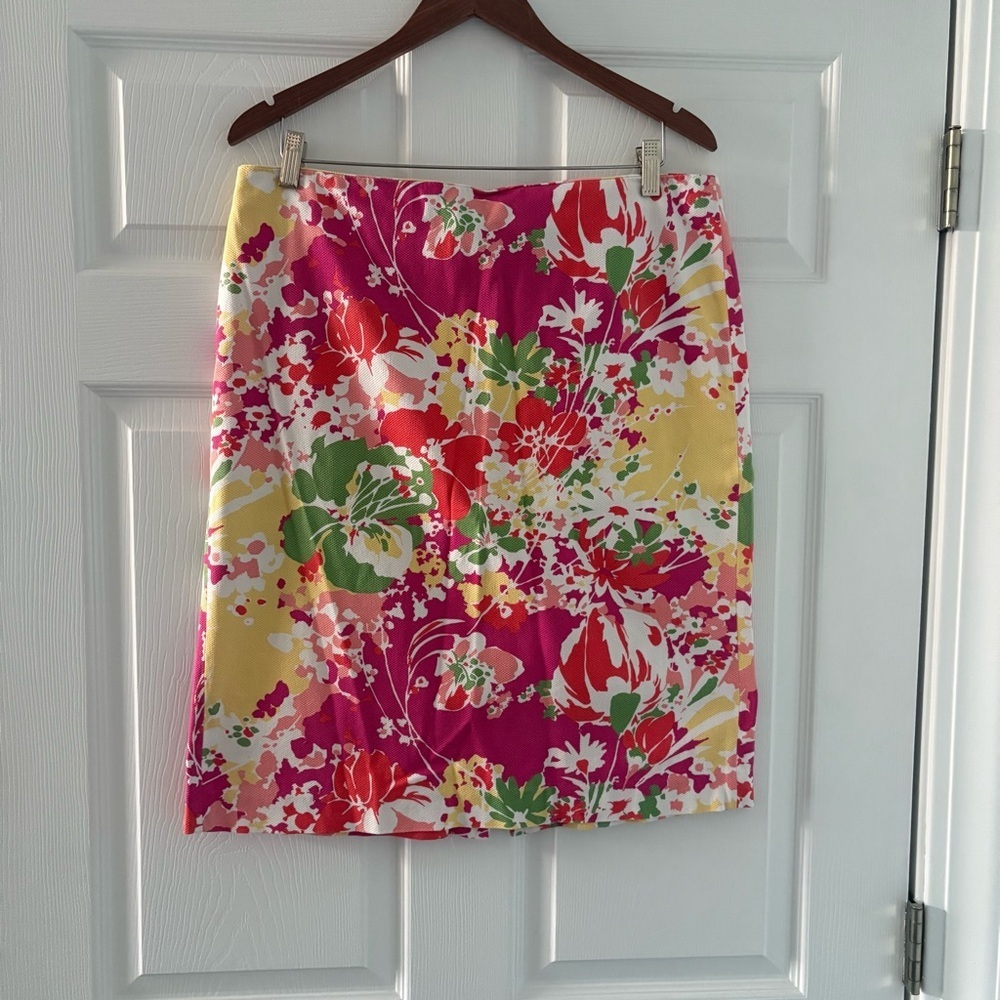 Talbots Pink, Red, Green and Yellow Knee-Length Pencil Skirt
